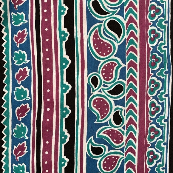 Cristin Stevens Vintage High Neck Lightweight Paisley Stripe Ruffle Blouse Top - Picture 9 of 14